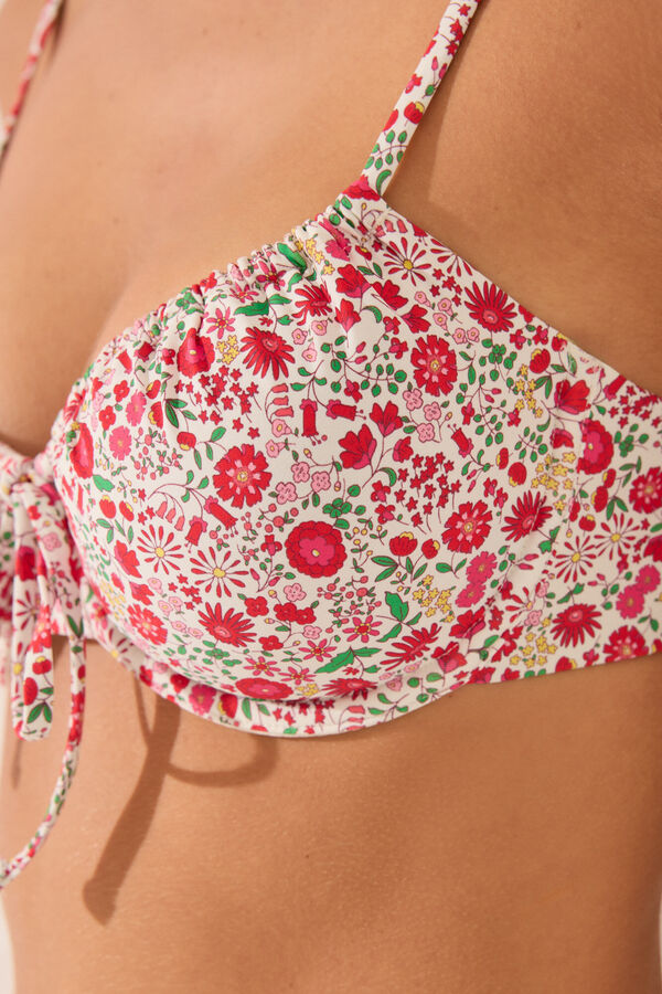Womensecret Top de bikini mini con aro y estampado floral rojo estampado