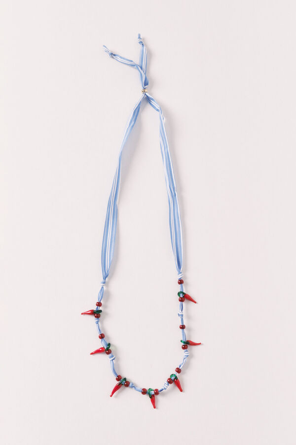 Women'secret Collar de tela con cuentas chili naranja