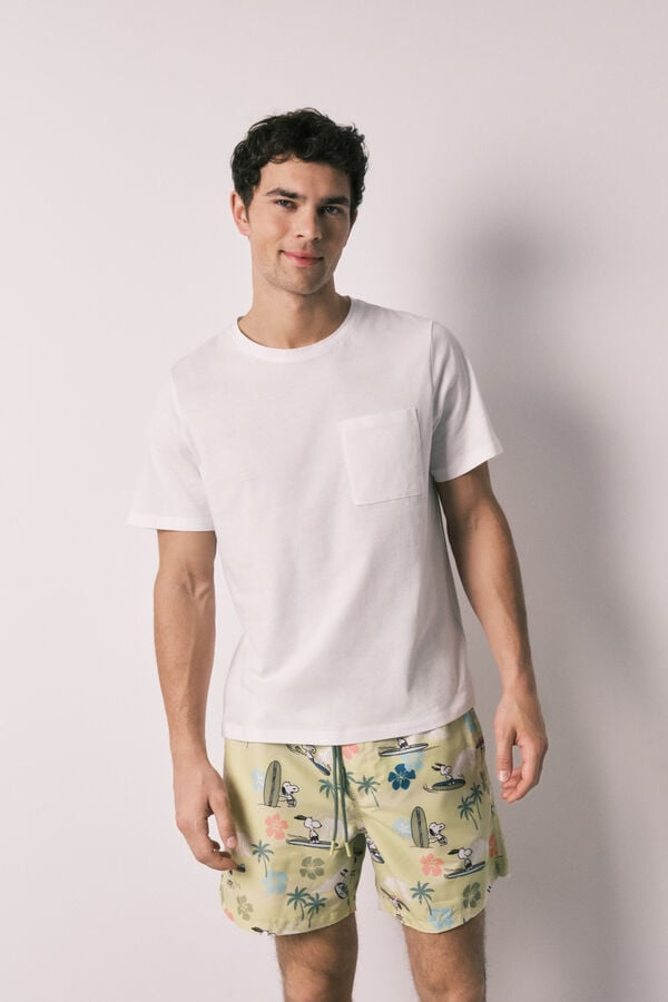Women'secret Traje de ba&ntilde;o de hombre estampado tropical Snoopy verde