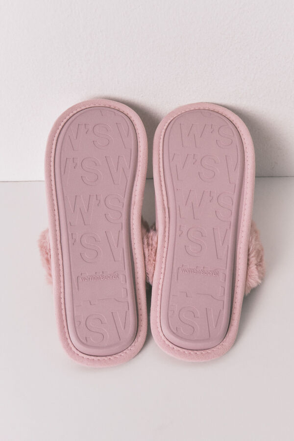 Women'secret Pantuflas para casa de piel sintética de color rosa rosa