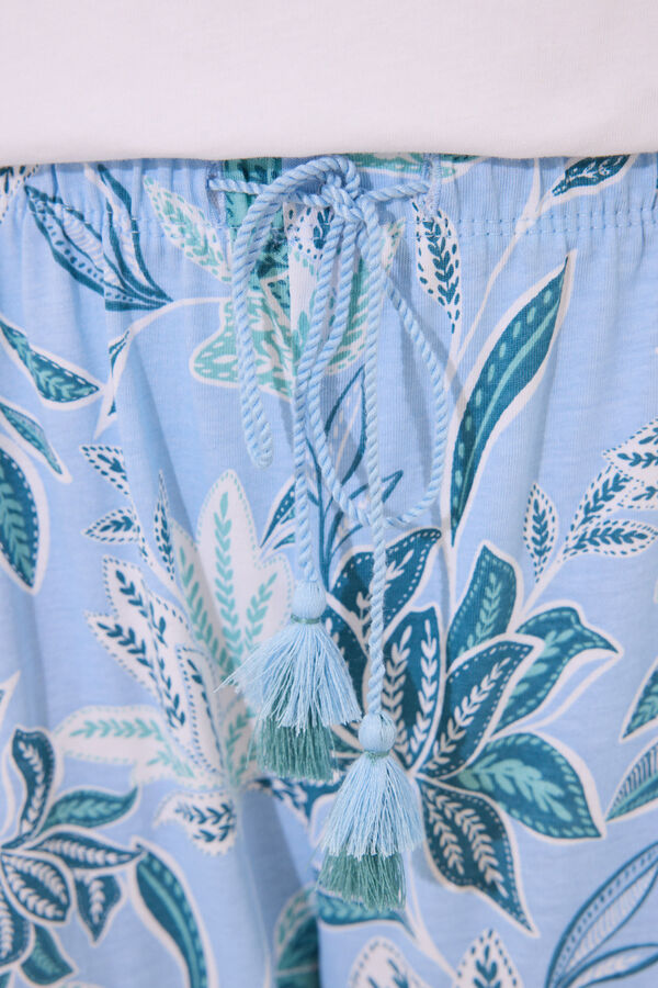 Womensecret Pijama capri 100% algodón con estampado floral marfil