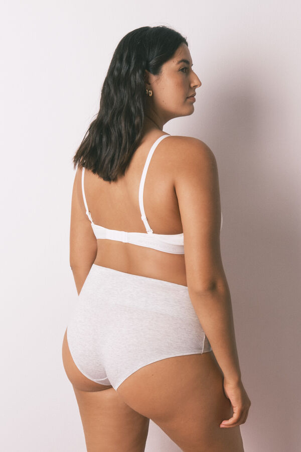 Women'secret Panty clásica de algodón gris de cintura alta gris
