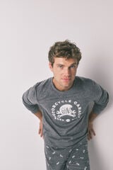 Women'secret Pijama larga de forro polar para hombre "Motocicleta" gris