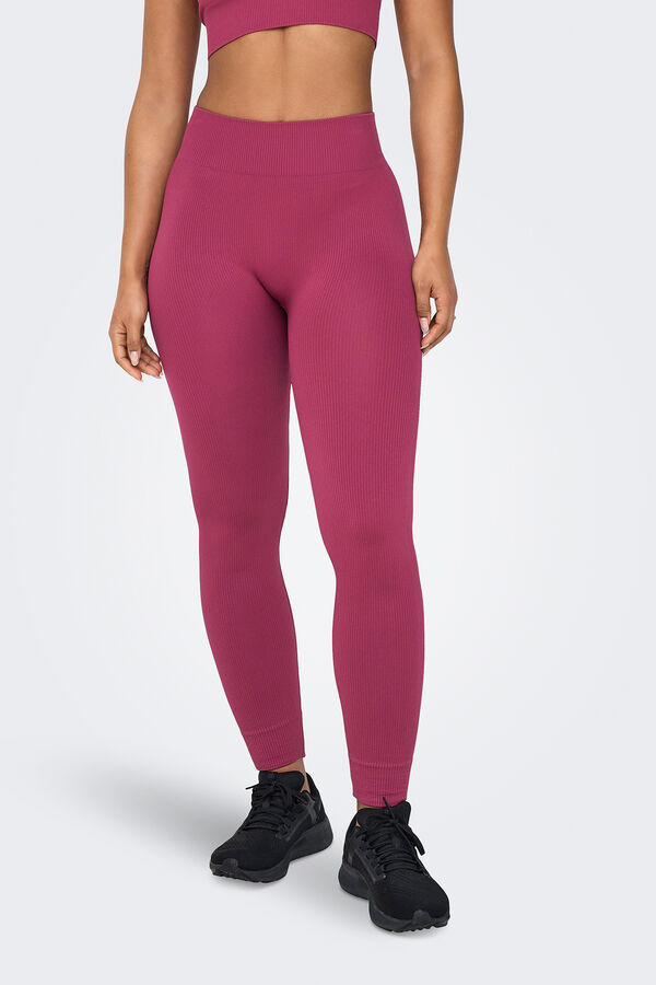 Only Play Leggings Seamless de cintura alta canalé morado/lila