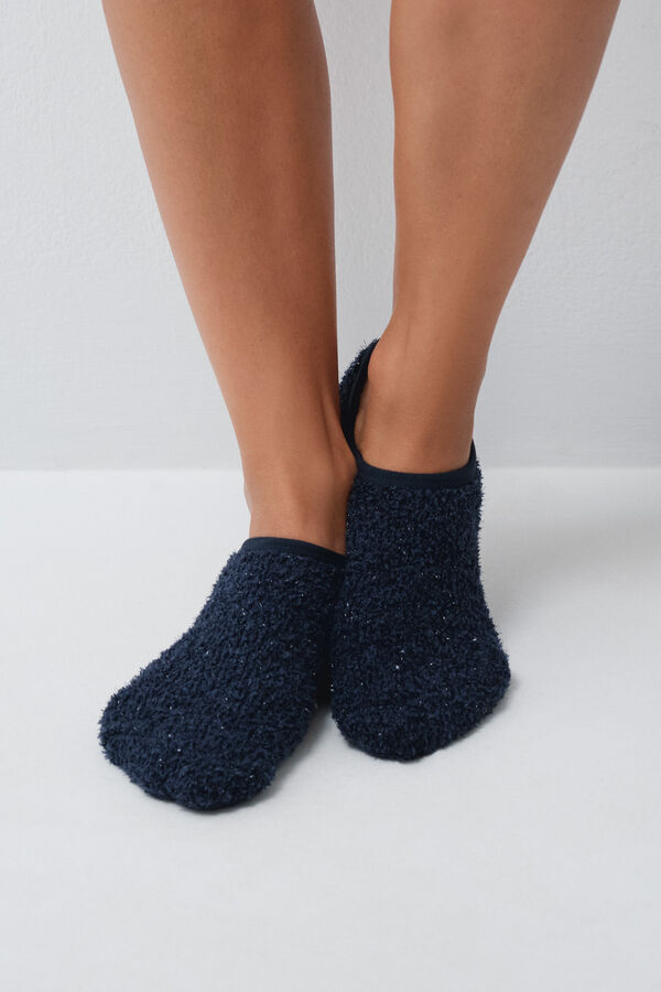 Women'secret Calcetines slip on fluffy azul azul