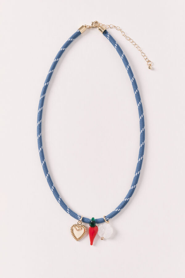 Women'secret Collar cuentas chili, coraz&oacute;n y flor azul