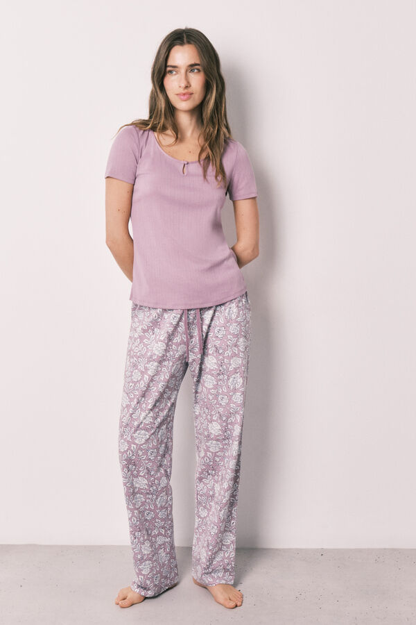 Women'secret Pijama estampado de flores rosa rosa