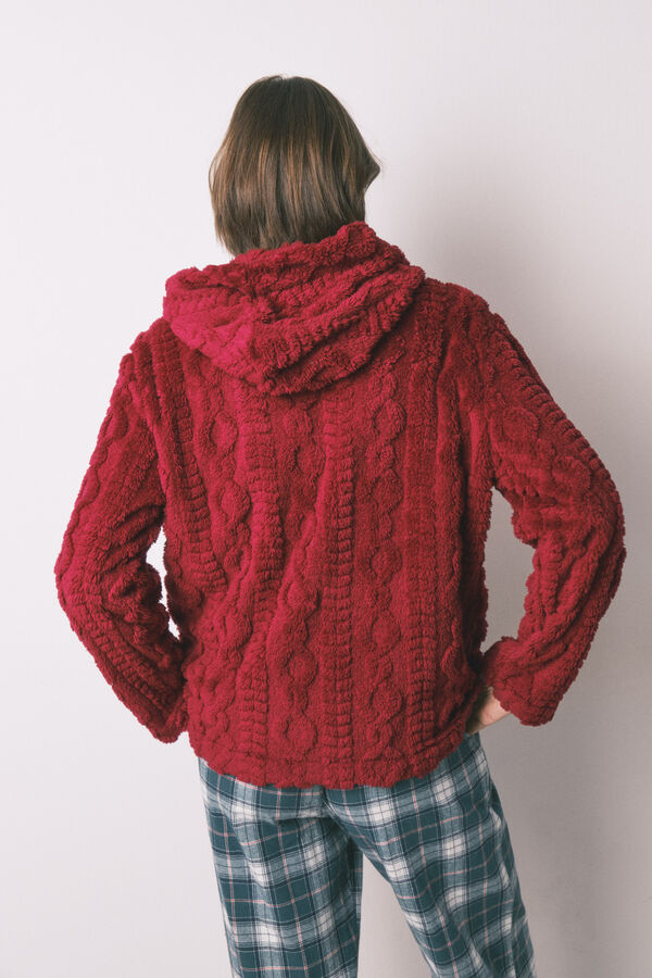 Women'secret Bata corta capucha polar suave rojo rojo