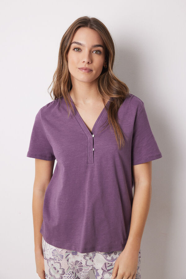 Womensecret Playera de manga corta 100% de algodón morado morado/lila