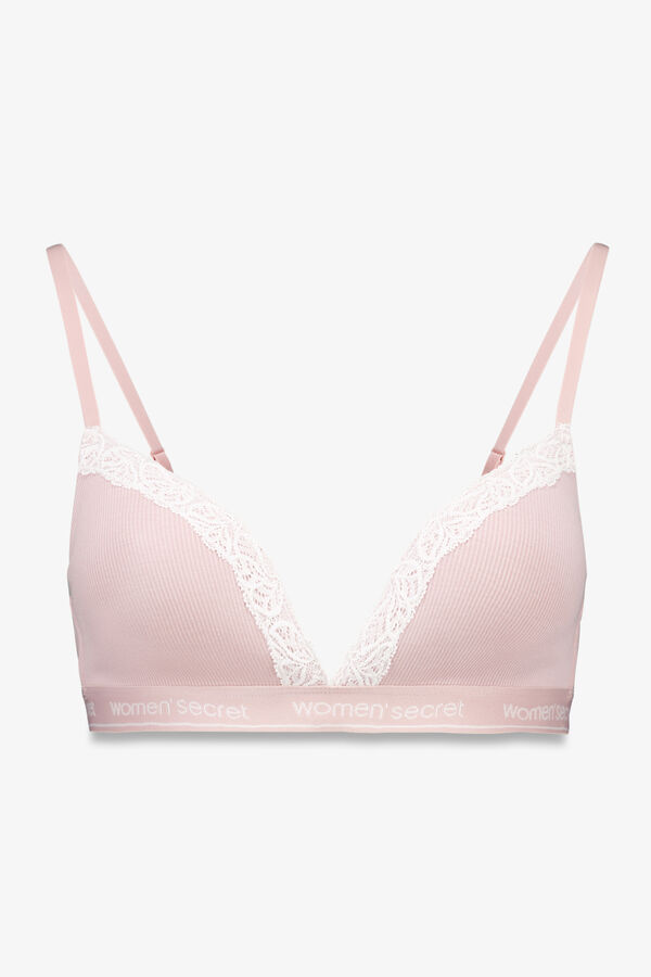 Women'secret Brasier triangular de algodón rosa CHARMING rosa