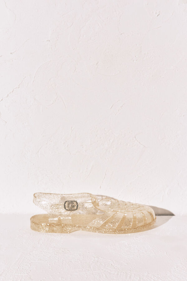 Women'secret Sandalias cangrejeras jelly dorado kaki