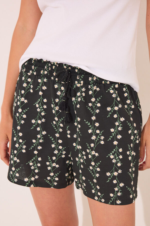 Womensecret Pijama corta de algodón acanalado marfil marfil