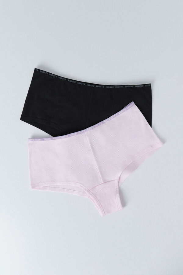 HI&BYE Pack de 2 panties bóxer negros y rosas negro