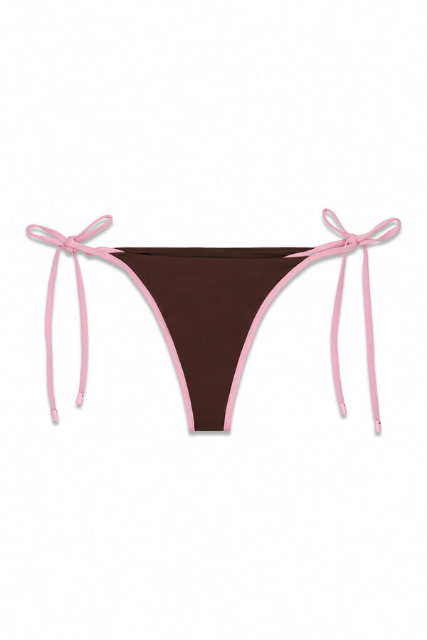 Women'secret Panty de bikini tanga contraste marr&oacute;n caf&eacute;