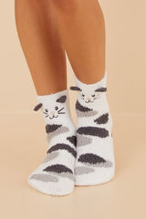 Womensecret Calcetines pelo gato blanco
