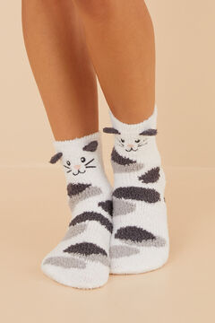 Womensecret Calcetines pelo gato blanco