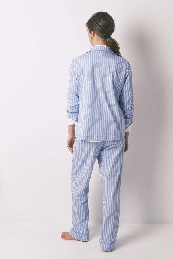 Women'secret Pijama camisera de rayas azules 100% algodón azul
