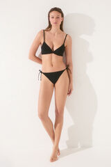 Womensecret Panty de bikini brasileña negra con tirantes negro