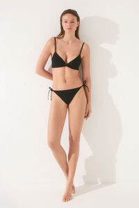 Womensecret Panty de bikini brasileña negra con tirantes negro
