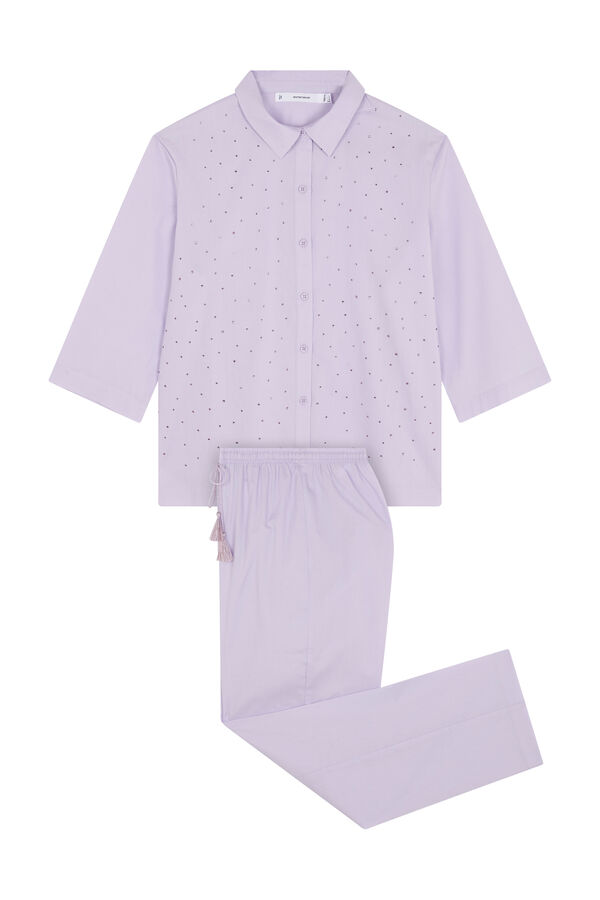 Womensecret Pijama larga camisera lila strass  morado/lila