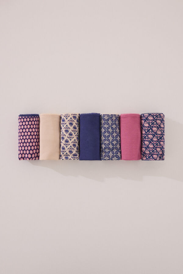 Womensecret Pack de 7 panties clásica de algodón con estampados variados estampado