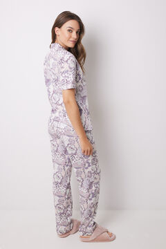 Womensecret Pijama camisera 100% algodón flores  morado/lila