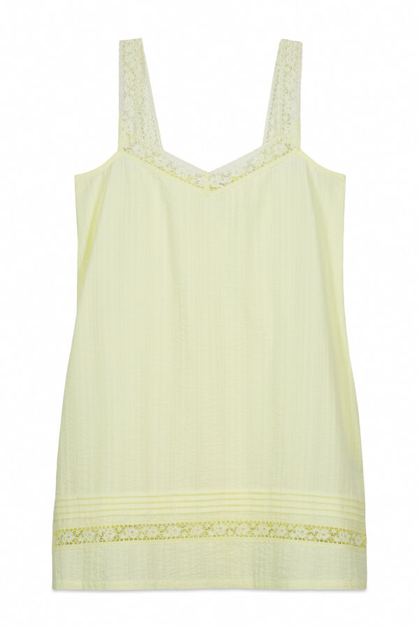 Women'secret Camis&oacute;n corto de algod&oacute;n con encaje amarillo amarillo