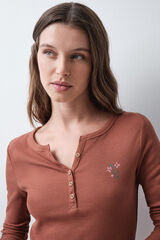 Women'secret Playera manga larga marr&oacute;n caf&eacute;