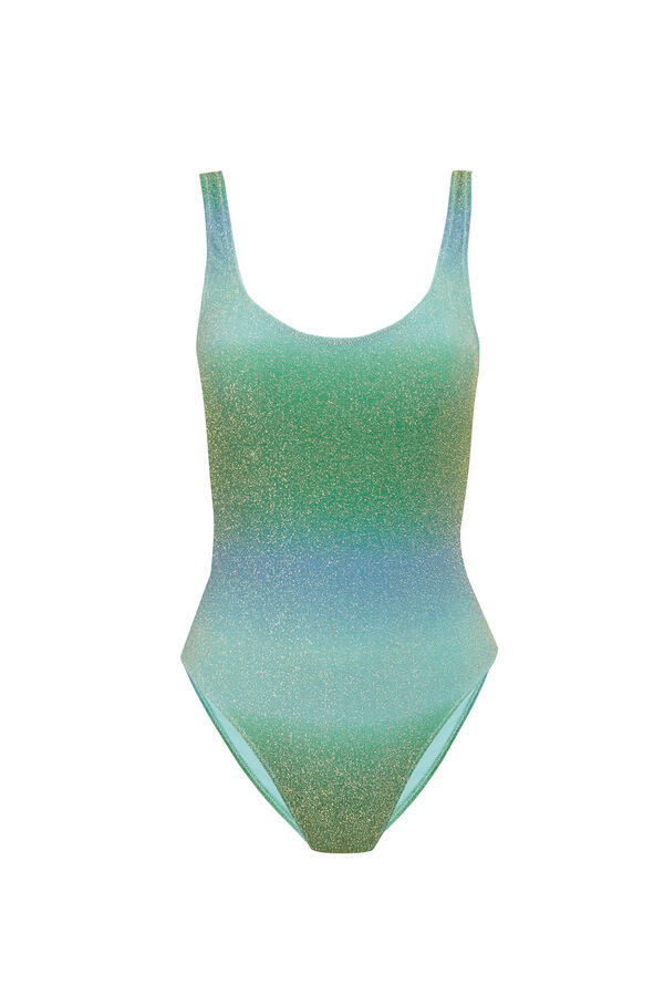 Womensecret Traje de baño con espalda abierta y purpurina en degradado verde estampado