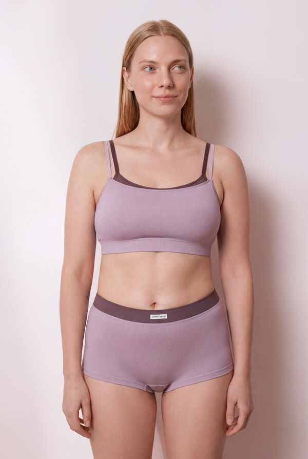 Women'secret Panty boxer sin costuras acanalado lila morado/lila