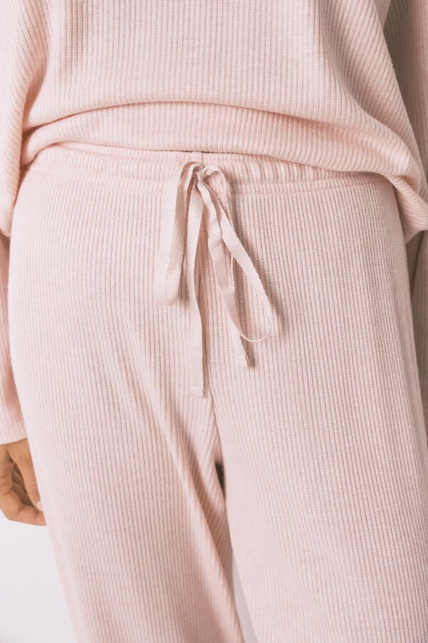 Women'secret Pijama larga canalé perchado lila morado/lila