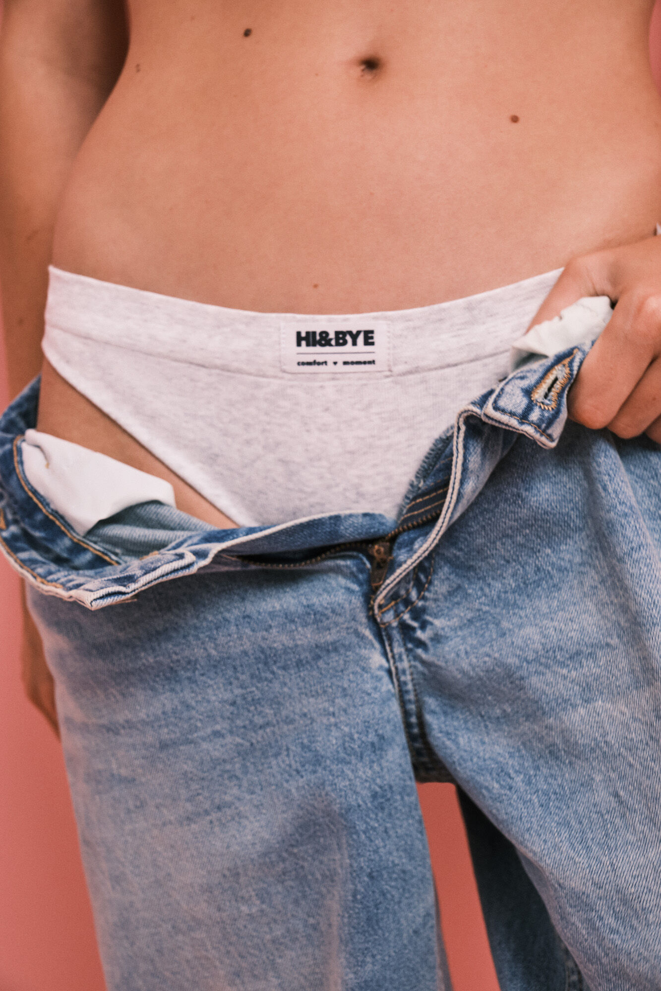 HI&BYE Panty cl&aacute;sico sin costuras de canal&eacute; gris melange