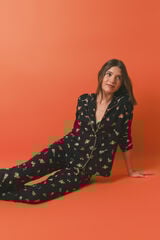 Women'secret Pijama camisera de algodón negro "Día de Muertos" negro