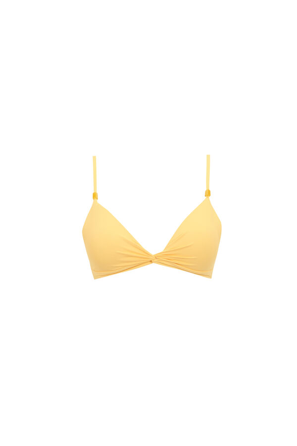 Womensecret Top de bikini triangular con efecto push-up amarillo amarillo