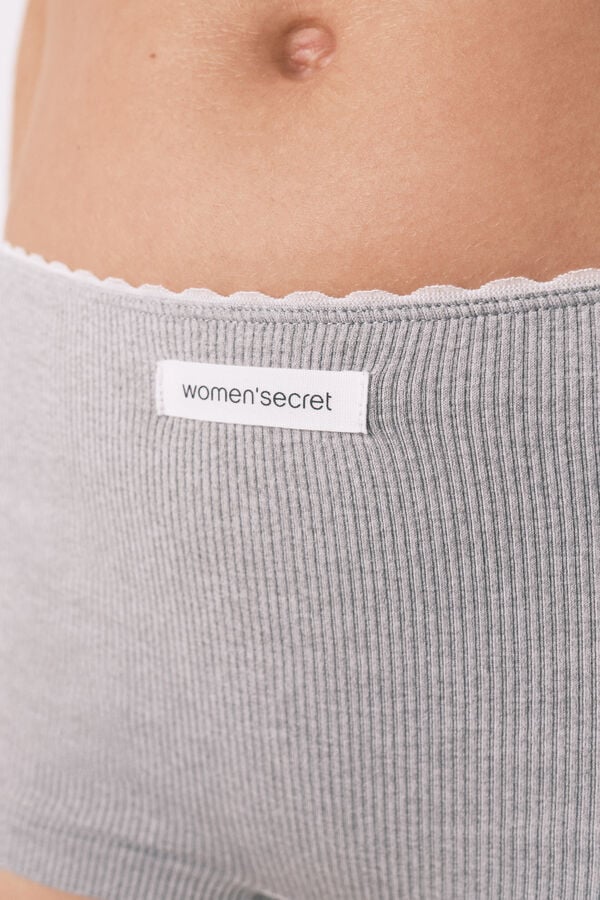 Women'secret Panty boxer sin costuras de canal&eacute; gris gris