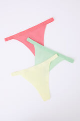 Womensecret Pack 3 tangas rosa, amarillo y verde blanco