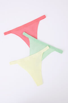 Womensecret Pack 3 tangas rosa, amarillo y verde blanco