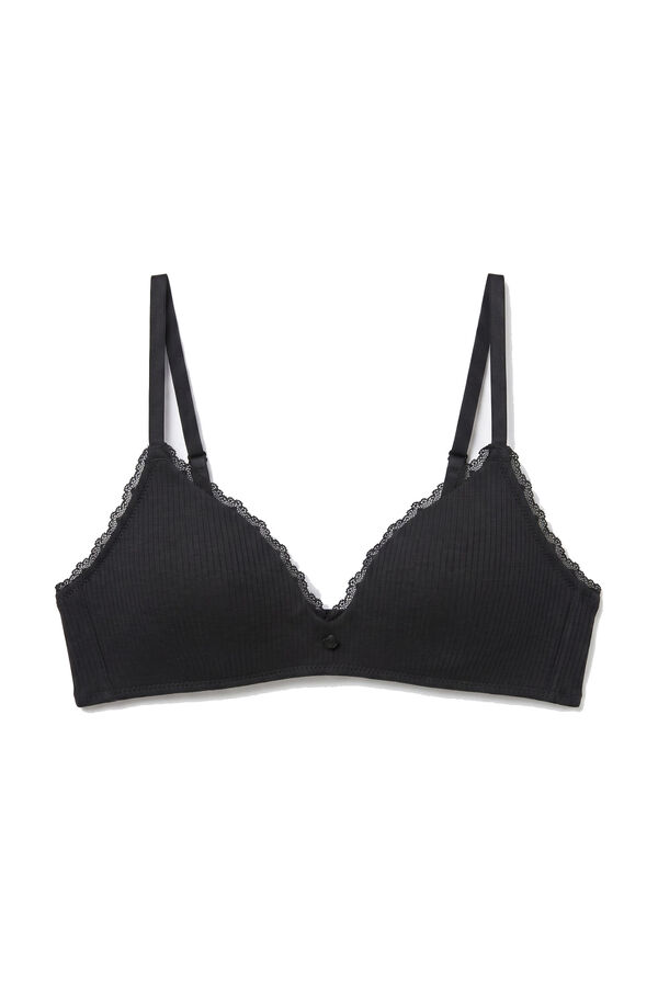 Women'secret Brasier triangular con relleno de algod&oacute;n negro LOVELY negro