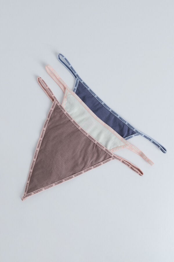 HI&BYE Pack de 3 tangas grises, verdes y marrones marfil