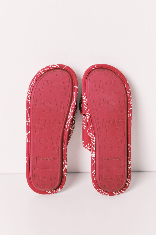 Women'secret Zapatillas de casa con tiras cruzadas y fruncido p&uacute;rpura