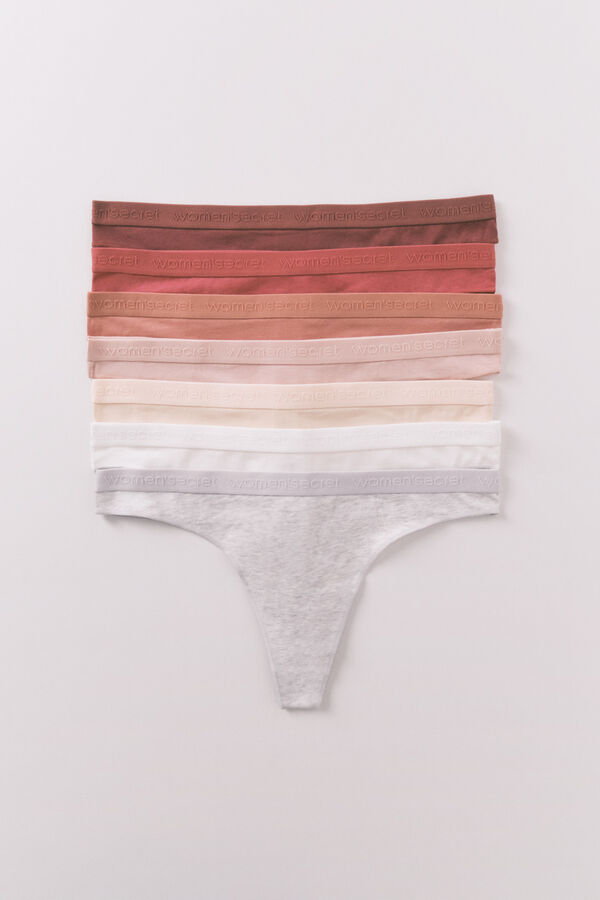 Women'secret Pack 7 tangas algod&oacute;n logo bordado blanco