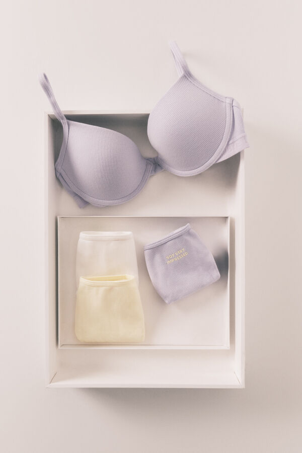 HI&BYE Pack 3 panties brasile&ntilde;as de algod&oacute;n amarillo, lila, blanco blanco