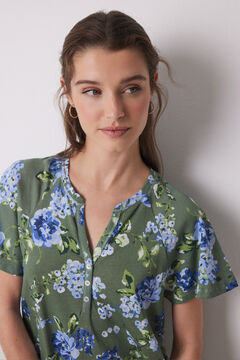 Womensecret Camisón midi 100% algodón verde flores estampado
