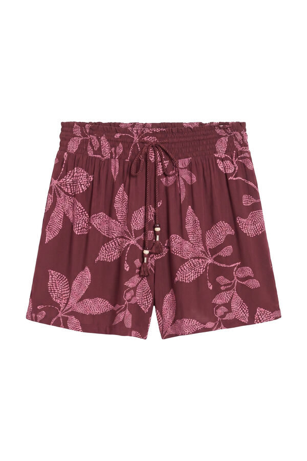 Women'secret Short de flores con flecos p&uacute;rpura