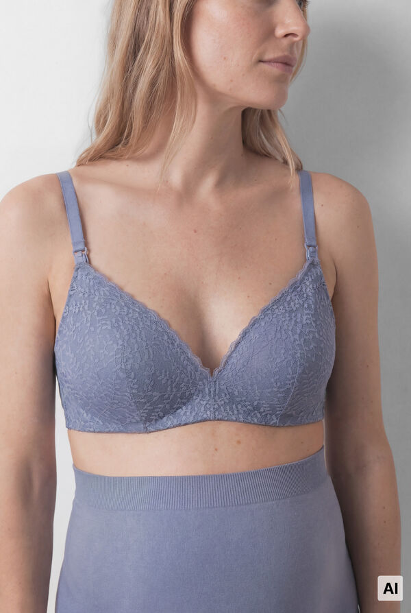 Women'secret Brasier maternity triangular con relleno de encaje azul LOVELY azul