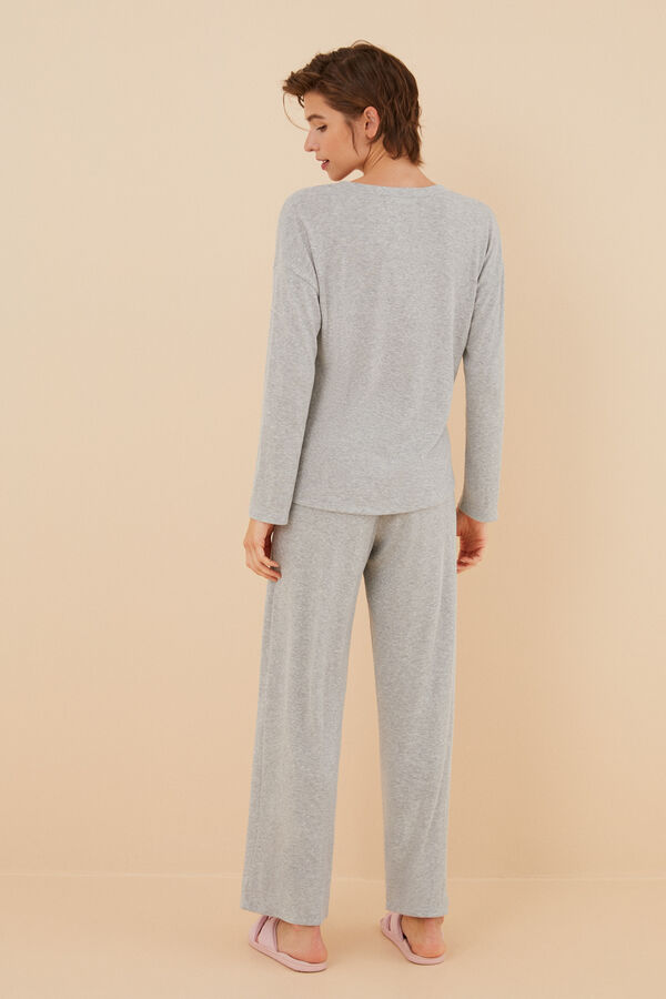 Womensecret Conjunto canalé gris gris