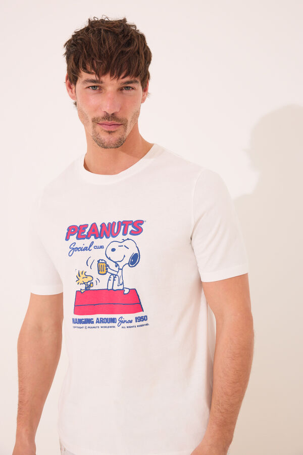Womensecret Pijama corta hombre Snoopy 100% algodón marfil