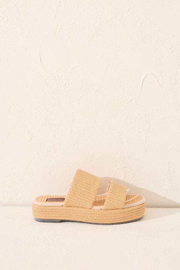 Womensecret Chanclas de plataforma de rafia NATURAL café