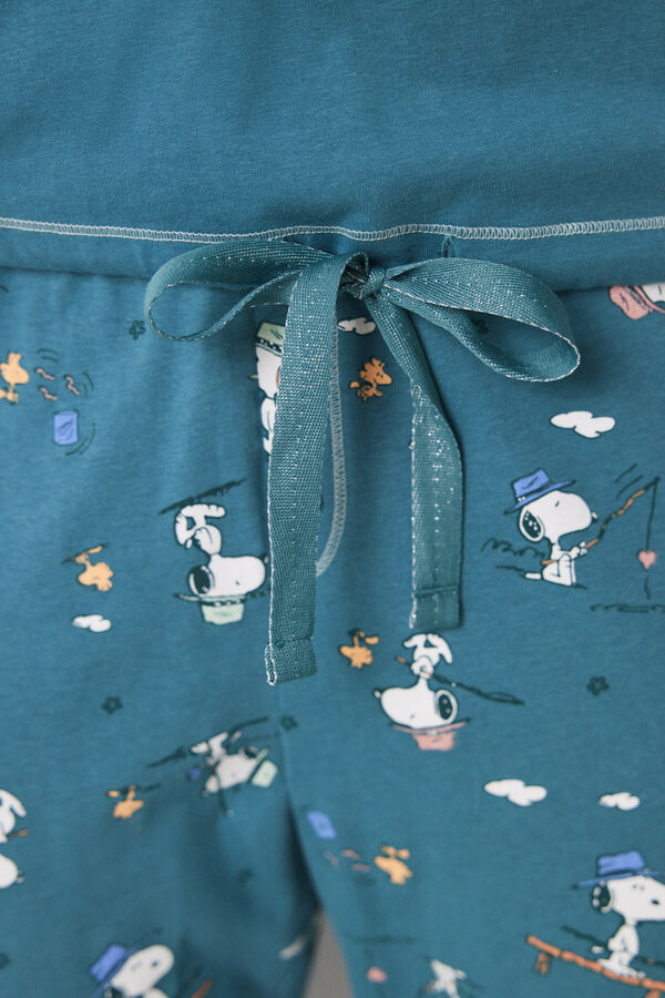 Womensecret Pijama larga 100% algodón Snoopy verde