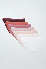 Women'secret Pack 7 bragas cl&aacute;sicas algod&oacute;n lisas logo blanco